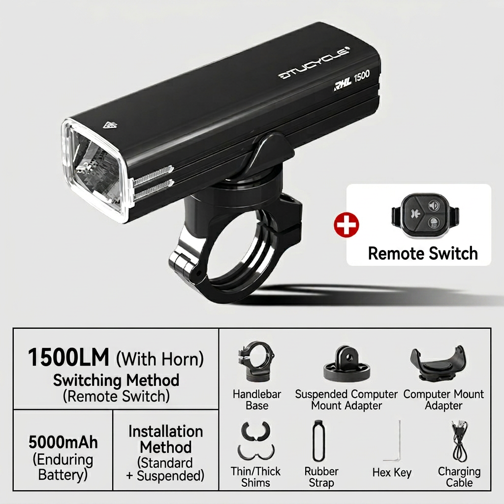Noir 1500 lumens-avec klaxon
