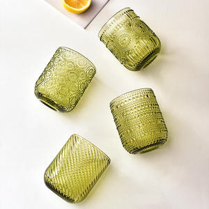 Оптовая продажа винтажная Праздничная Свадебная стеклянная посуда для дома, Цветные Бокалы Для Вина, спрессованные водой синие стеклянные бокалы - Product Image 6