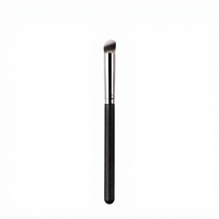 Kuas Concealer Sudut Datar Bulu Sintetis Gagang Kayu Mini untuk Kontur Hidung & Bronzer, Foundation Cair, Krim, dan Bedak