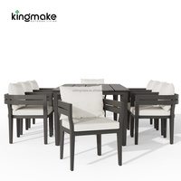 Ensemble de jardin moderne en aluminium, mobilier de salle à manger de patio durable, table et chaises de luxe pour l'extérieur, mobilier d'extérieur pour hôtel