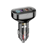 Chargeur de voiture transparent haute puissance 30W PD QC3.0 - Charge rapide pour ordinateur portable, téléphone portable, 3 ports USB-C/USB, charge 3 appareils