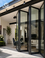 Porte pliante en aluminium certifiée CE, résistante au vent et à l'eau, double vitrage, pour villa, jardin, extérieur, porte accordéon