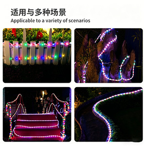 Solar <b>LED</b> Candy <b>Tube</b> Lights Outdoor Waterproof Flower-Shaped String Lights for Garden Patio Yard Atmosphere Decoration - Product Image 5