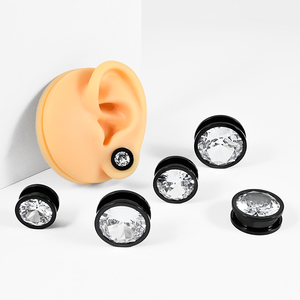 Edelstahl 4 Farben Zirkon kann ersetzt werden Ohr Tunnel Expander Body Piercing Schmuck Stecker Bahre Ohrring Messgeräte 8-25mm - Product Image 4