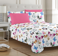 Ensemble de draps en microfibre imprimé 6 pièces - Ultra doux, résistant aux plis, poche profonde (Queen, Palmier tropical)