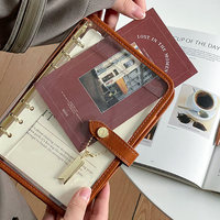 Carnet à anneaux A5 en PVC transparent pour femmes et filles, avec logo personnalisé, joli agenda souple, journal, bloc-notes, papeterie