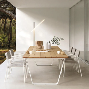 Ensemble de mobilier de jardin de luxe moderne en aluminium et corde tressée, comprenant chaise de salle à manger, pour balcon d'hôtel, cour de villa et repas en extérieur - Product Image 4