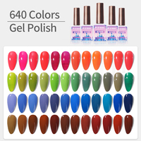 Vernis gel semi-permanent R S Nail avec logo personnalisé, 640 couleurs, trois étapes, vernis gel UV, fournitures pour la peinture d'ongles, salon de manucure