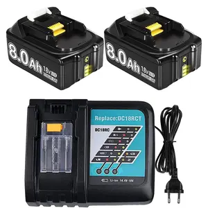 Hot sale replacement power tool battery 2Pack 18v 8Ah lithium ion battery with DC18RC charger for makitas combo kit cordless