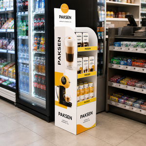 Coffee Pack Display Cardboard Floor <b>Stand</b>, Tool-Free Assembly For Premium Coffee Boxes, Hypermarket In-store Promotion Use - Product Image 1