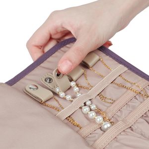 Wholesale <b>Travel</b> <b>Jewelry</b> Organizer Case Foldable <b>Jewelry</b> <b>Roll</b> for Necklaces Earrings Journey-Ring - Product Image 4