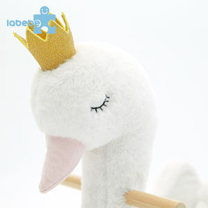 Hot Sale Plush Rocking Horse Wooden Soft White <strong>Swan</strong> <strong>Rocker</strong> Chair Gift Toy Baby Rocking Horse - Product Image 6