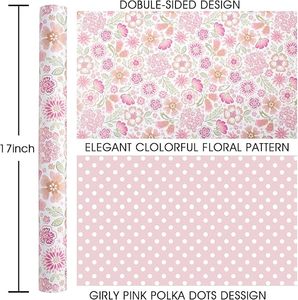 Papel de cobre de doble cara con diseño floral rosa para envolver regalos para niñas, Día de la Madre y Día de San Valentín - Product Image 6