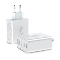 Chargeur mural rapide magnétique GaN 65W 3A3C 6 ports, protection OTP OVP, prise US EU personnalisée, compatible OEM ODM avec les ordinateurs portables