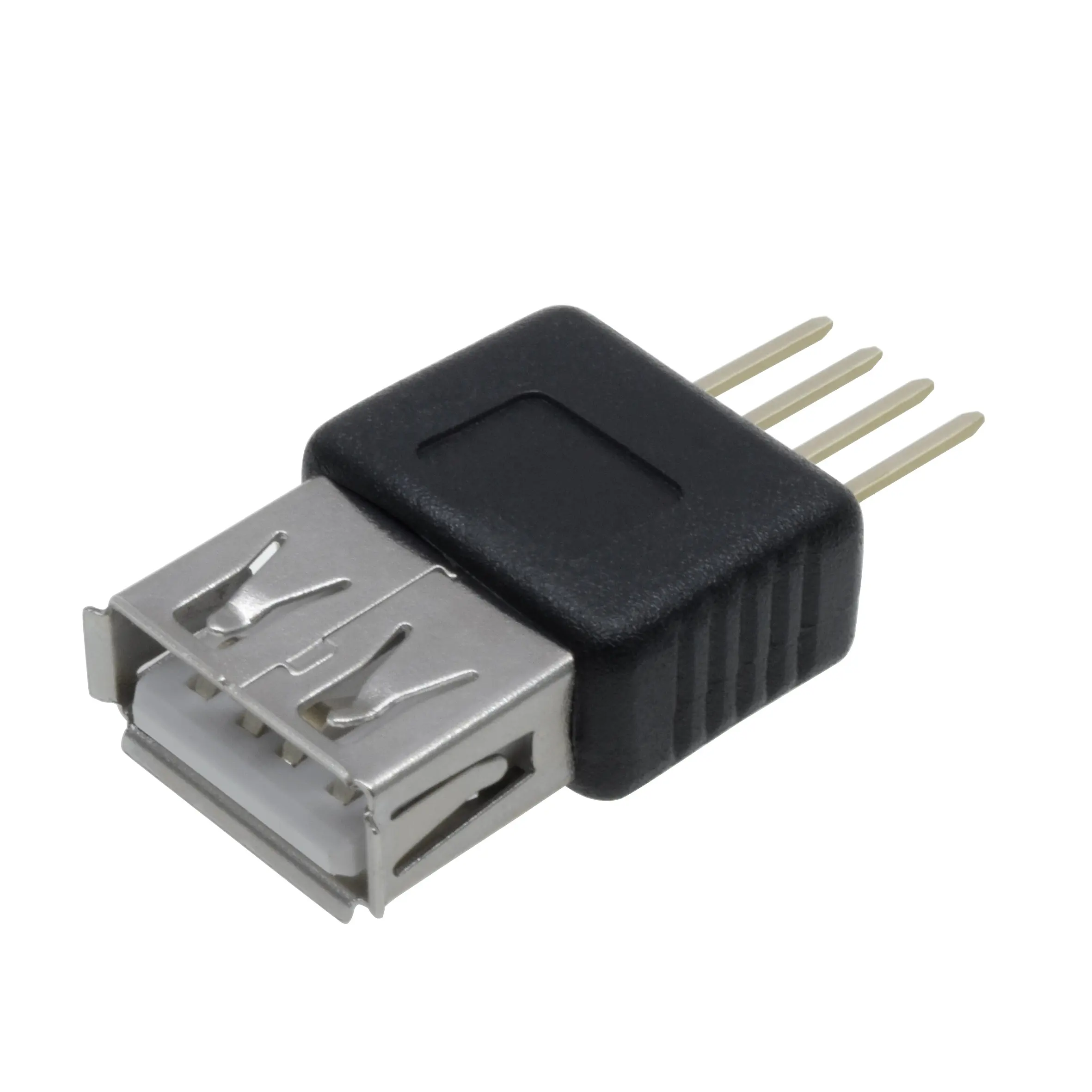 USB A Type 2.0A 5.0V 2.54 Pitch Female 180 Degree Copper 4 PIN Connector DIP Vertical Mount to Circuit Board