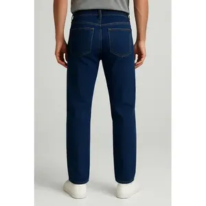 Jeans da Uomo Adrenaline a Gamba Dritta Blu Scuro in Denim Elasticizzato Vita Media 5 Tasche Traspiranti - Product Image 4