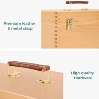 Grande boîte de rangement pour matériel artistique, boîte à outils en bois de hêtre massif à double couche pour fournitures artistiques, boîte à outils en bois