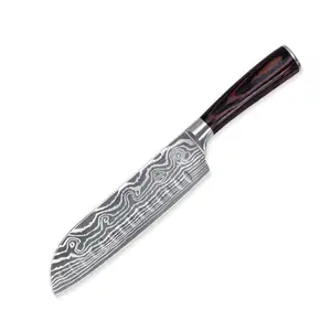 High Carbon Edelstahl messer mit Pakka Holzgriff Küche Santoku Messer