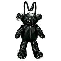 Tas Ransel Beruang Teddy Bertabur Paku Gothic untuk Wanita, Tas Selempang Bahu Bentuk Beruang Matte dengan Anting Peniti Punk, Cocok untuk Empat Musim