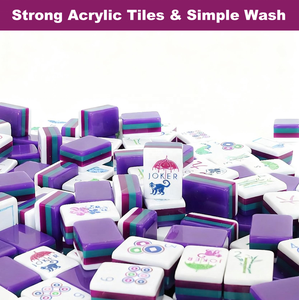 Juego de Mahjong Acrílico Morado de Lujo Moderno de 4 Capas con 160 Fichas, Portátil, Duradero y Resistente al Agua para Fiestas, <span class=keywords><strong>Casino</strong></span> y Camping - Product Image 4
