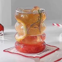 MSH 300ml 웨이브형 두꺼운 붕규산 유리컵 (우유, 주스, 요구르트용)