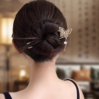 Bâtons de cheveux en forme de U Fourchettes Élégant Papillon Designs Perles Pendentif Décor Nouveau Style Chinois Épingles À Cheveux Updo Bijoux De Cheveux Ornements