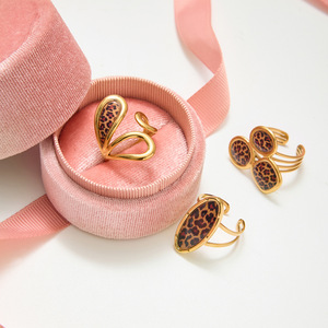 ชุดแหวนลายเสือดาวรูปทรงเรขาคณิตแบบฝังขอบเครื่องประดับสำหรับงานปาร์ตี้สำหรับทุกเพศ - Product Image 4