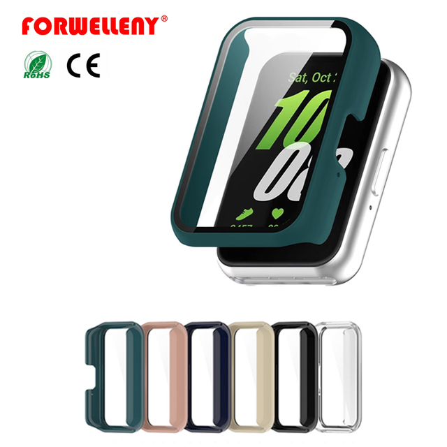 FORWELLENY Glass+case for Samsung Fit 3 All-Around Screen Protector Hard PC Bumper Tempered Glass for Galaxy Fit 3 Accessories