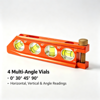 Niveau torpille magnétique de 6 pouces de qualité industrielle usiné CNC, 4 bulles, réglable, en aluminium, pour plombiers et plomberie