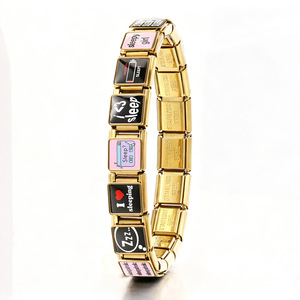 Bracelet à breloques italien en époxy sur le thème du sommeil, en acier inoxydable, bracelet de montre extensible DIY, jonc modulaire - Product Image 2