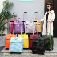 Valise à roulettes en cuir PU bleu roi pour sororité américaine, sac de voyage, sac à main, bagage cabine avec logo brodé personnalisé