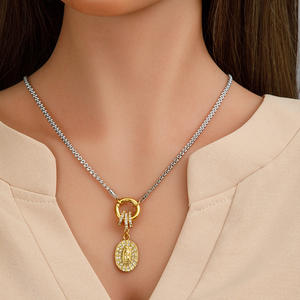 नए धार्मिक गहने वसंत क्लैंप हार वर्जिन मैरी सान जूदास सैन बेनितो स्टेनलेस स्टील ज़िरकॉन चरस नेकलेस - Product Image 5