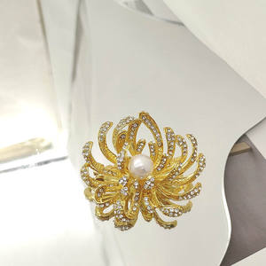 2024 nuevos broches de flores de estilo palaciego retro de lujo para mujer broche de perlas de diamantes de imitación ropa alfileres de cuello al por mayor personalizados - Product Image 6