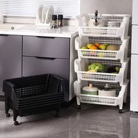 Supports de rangement de cuisine en plastique multicouche Articles ménagers & Fruits/Légumes Panier avec roues Conception OEM/ODM