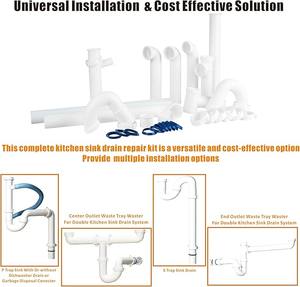 Accesorio de Alta Calidad para Drenaje de Fregadero de Cocina, Sifón de Plástico de Doble Cabezal con Manguera de Drenaje - Product Image 2