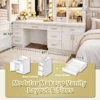Meuble de maquillage pour chambre à coucher de style américain |   Meuble de toilette personnalisable pour chambre à coucher |   Coiffeuse RTA avec rangement