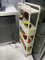 Étagère de rangement mobile pour espaces étroits, 3/4 niveaux, en plastique, pour espaces entre les réfrigérateurs de cuisine et gain de place dans la salle de bain