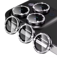 Iphone 14 15 16 pro max Filme de protection de l'objectif d'appareil photo diamant en cadre métallique de haute qualité