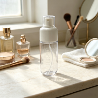 Bouteille de pulvérisation fine pour lotion en PET avec estampage à chaud personnalisé, flacon pompe cosmétique transparent vide pour emballage de produits de beauté et de soins de la peau