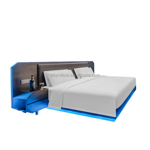 Cadre de lit d'hôtel King Size personnalisé OEM ODM pour suite d'hôtel, avec table de chevet intégrée et tête de lit, idéal pour hôtel économique et appartement - Product Image 6