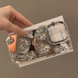Custodia per telefono con cuore di strass di lusso, adatta per IPhone17promax, copertura specchietto femminile personalizzata per <span class=keywords><strong>iphone</strong></span> 15 14 16 - Product Image 5