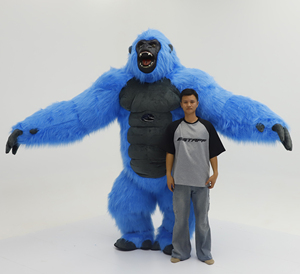 Costume de mascotte gonflable personnalisé de personnage d'anime, <span class=keywords><strong>gorille</strong></span> bleu, cosplay en fourrure pour fête d'Halloween, costume mignon de dessin animé King Kong - Product Image 1