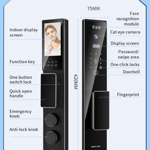 กุญแจล็อคอัจฉริยะ Qleung S555 สีดำ ระบบจดจำใบหน้า 3 มิติ สแกนลายนิ้วมือ ควบคุมผ่านแอปพลิเคชัน - Product Image 5