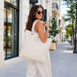 Custom Logo Eco Thick <b>Canvas</b> <b>Large</b> Capacity Daily Grocery Shopping <b>Bag</b> Customizable for Business Tote <b>Bag</b> with Rope Handle - Product Image 2