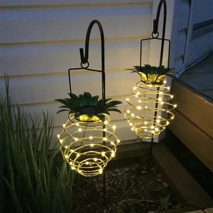 Impermeabile LED filo di ferro arte decorazione per la casa appesa all'aperto lanterna a forma di ananas luci solari da giardino