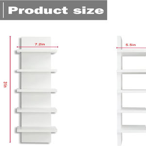 Estante de pared flotante vertical moderno blanco para cocina y dormitorios Estantes de montaje en pared decorativos estrechos de madera - Product Image 4