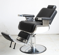 Fauteuil de Barbier Hydraulique de Luxe Rétro pour Salon de Coiffure, Inclinable, pour Coupe de Cheveux, Toilettage et Massage, en Cuir, Idéal pour Usage en Salle de Sport
