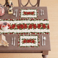 Nouveau set de table et dessous de plat en lin imprimé pour Noël, décoration simple pour la maison, modèle 55