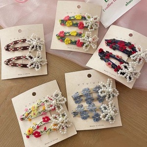 Pinzas para el cabello con cuentas florales, horquillas, pinzas laterales, pinzas para flequillo, accesorios para el cabello infantiles, estilo coreano de alta gama, transfronterizo - Product Image 1