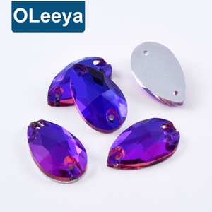 Strass à coudre en verre de qualité 3A OLeeya, couleur velours violet, cristaux de décoration en forme de poire pour justaucorps et robes de danse - Product Image 1